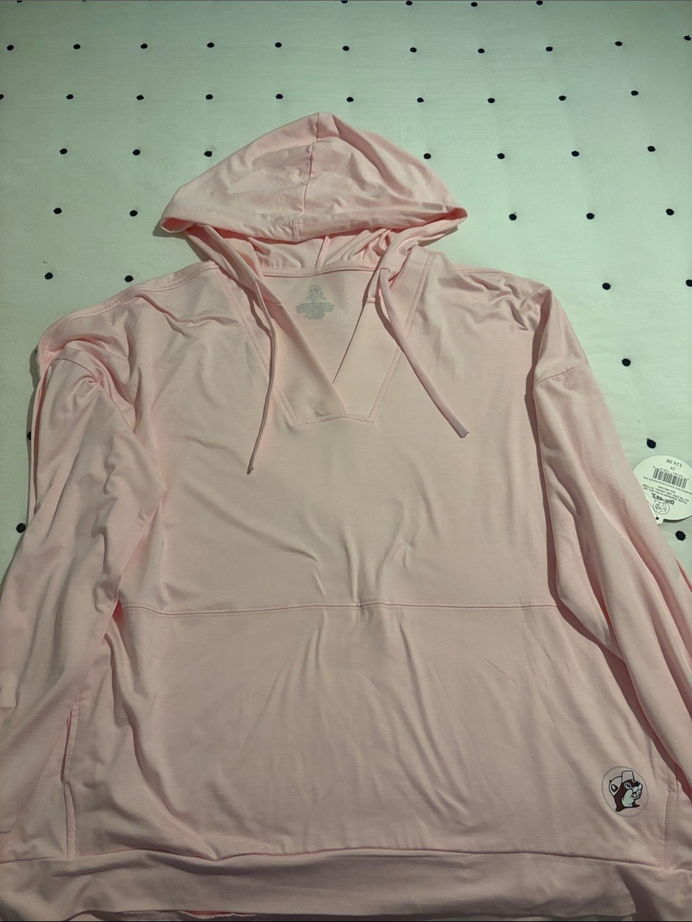 Light Pink V-Neck Hoodie Sweater - Unbranded